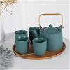 KOPYFANTAP Servizio da Tè per Adulti，Set da Tè Verde in Ceramica Giapponese,1 Teiera e 4 Tazze da Tè con Geometrico in Rilievo,900ml
