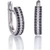 Namana Orecchini Donna in Argento 925, Cerchio con Zirconi Neri, Regalo per Lei