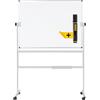 Bi-Office Lavagna girevole, 105x75cm, superficie a doppio lato cancellabile a secco non magnetica, Struttura in acciaio