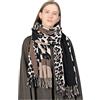 KRUIHAN Sciarpa Leopardato Donna con Frangia Elegante,Kaki Sciarpe e Stole Caldi Invernali in Cashmere Imitazione,Accessori Invernali Accoglienti,Regalo Donna Perfetti per Natale e Compleanni