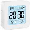LATEC Sveglia da Comodino, Sveglia Digitale da Viaggio con Temperatura, Alimentato a Batteria, Retroilluminazione, Funzione Snooze, Calendario, 12/24H, Bianco(Batterie Incluse)