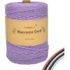 FORBELL Filato macramè, 3 mm x 300 m, filato di cotone premium, fai da te (viola chiaro, 3 mm x 300 m)