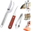 CHENNAN Squamatore per Pesci 3 in 1, Coltello per Squame di Pesce, Coltelli Linea Gamberetti, con Pinzetta per lische di Pesce e Attrezzo per sgusciare i gamberetti, Adatto per Pesce e Carne (3pcs)