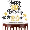 mciskin Set di candele torta per 80° compleanno oro nero,80° Decorazioni di compleanno per uomini,Candele numero 80 per torta,oro nero stella torta con d'argento per decorazioni di festa per uomini e donne