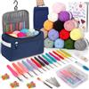 Coopay Set di 73 pezzi per principianti di uncinetto, set di uncinetti portatile con 15 lana, borsa, accessori per uncinetto, uncinetti ergonomici da 2,0-10 mm con manico lungo e morbido, set di