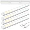 Brendz Luce Armadio LED con Sensore di Movimento, 4 x 40 cm | 3 Temperature di Colore, Dimmerabile, Magnetica Ricaricabile Luce Led, Luce Notturna, Lampada per Armadio