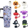 Auiremrti Halloween Stanley Straw Cover Cap, 6 Pezzi Riutilizzabili in Silicone per Cannuccia per Tazze Stanley da 30 e 40 oz, Accessorio per Halloween