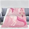 PAAHRYI Coperta unicorno rosa bambini, Cartoon Unicorn ragazze coperta, nuvole arcobaleno cavallo stampa flanella coperta in pile per gli adolescenti regalo (150 x 200 cm, C)