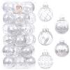 Sea Team 60 mm/2.36 Set di ornamenti per palline di Natale in plastica trasparente infrangibile con pittura glitterata, palline di cristallo trasparenti, trasparenti (30 pezzi, argento)