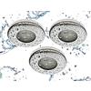 Trango Set di 3 faretti LED IP65, 6729IP65-038MO, in acciaio inox lucido, con 3 x 5 Watt, 3000 K, bianco caldo, modulo LED ultra piatto, per bagno, doccia, faretti da incasso, faretti da soffitto,