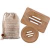 Zhongtou 2 Pezzi Porta Sapone Solido Porta Saponetta da Viaggio Portasapone in bambù Naturale Porta Sapone da Lavandino con Sacchetto di Sapone Sisal per Spugne Bagno Doccia Cucina Vasca