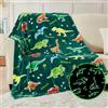SOCHOW Coperta di Pile Dinosauri, Fluorescente Si Illumina al Buio Super Morbida Coperta, coperta per tutte le stagioni per bambini 127 x 150 cm, Verde