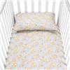baby idea Babysanity Piumino Lettino Neonato Ricamato Completo Federa e Copripiumino e Lenzuolino con Angoli Sfoderabile Senza Paracolpi Lettino - Made in Italy- (Orsetto Grigio)