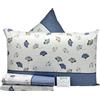 Riad Arredo Set Completo Letto Matrimoniale in PERCALLE 100% Cotone Morbidissimo - Completo Lenzuola in Percalle di Cotone (Ginko Blu)