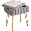 IBUYKE sedia rettangolare Vanity con spazio di archiviazione, poggiapiedi ottomano, sgabello vanity, sedia da toeletta, con piedi antiscivolo, per sala trucco, grigio WBD004G