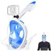 Aprllolg Maschera integrale da snorkeling per adulti e bambini, con vista panoramica a 180°, compatibile con fotocamera sportiva, colore: blu