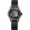 FORSINING Orologio da polso da donna, alla moda, stile casual, impermeabile, a carica manuale, meccanico, con cinturino in maglia in acciaio inox, 05-nero., Bracciale