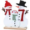 Mopec NA124 Personaggio Famiglia pupazzi di neve con base in legno. 14 x 18 x 4 cm, Multicolore