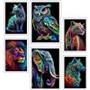 DKORARTE Set di 6 quadri base legno Decorazione soggiorno moderni, camere da letto, camera, natura e animali con ganci metallici, (2 x 38 x 29 cm, 4 x 29 x 20 cm)