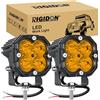 RIGIDON 2 x Mini Faro da Lavoro Led, 3 Pollici 30W 3000LM, Spot Luci di Lavoro, Fari di Profondità, Faretti Per Fuoristrada Auto Trattore Escavatore Camion ATV 4x4, motociclette, 12V 24V 3500K Giallo