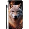 EuoDuo Compatibile con Xiaomi Redmi Note 9 Cover Libro con Disegni Custodia in PU Pelle Portafoglio Completa Protettiva Caso Magnetica Flip Wallet Case - Bianco Oro Lupo