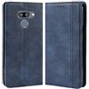 HualuBro Cover per LG Q60 / LG K50,Flip Cover a Libro in Retro PU Pelle Magnetica Antiurto Case Portafoglio Custodia per LG Q60 / LG K50 Cover (Blu)