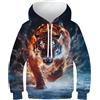 VesFy Tigre feroce Cappuccio Traspirante Stampa 3D Animale Uomo Felpe Hoodie Giacca Felpa Casual Maniche Lunghe Pullover Cappotto per Bambini con Teens per Bambini E Ragazzi 11-13Y