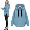 Generico Felpa Donna Imbottita Felpe Donna Invernali Cappotto di per Le Donne Felpe con Cappuccio Cappotto Autunno Inverno Tasche Calde Coulisse Cerniera Maglia A Righe Donna (Sky Blue, S)