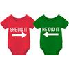 culbutomind Baby Twins Body Lei Lo ha fatto Vestiti Del Bambino Neonato Vestiti Della Ragazza Gemelli Regalo Del Bambino, Rosso Verde Ha Ha Ha Esso Lungo, 6 mesi