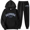 NaLatia Tuta Uomo Completo california con Logo Stampato,Felpa con Cappuccio in Plie e Pantaloni, Tuta Jogging Sportiva set Autunno Inverno