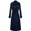 Generic Capispalla Trench da donna, Autunno Trench Sopra il Ginocchio Casual Lungo Cappotto, blu navy, L