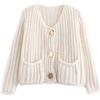 DAduhui Cardigan Chunky Knit Autunno Donna Con Bottoni Oro, Maniche Lunghe, Crop Crochet Maglione, Giacca Invernale in Cotone