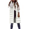 Suncadmious Gilet Lungo da Donna Senza Maniche Piumino Leggero Ripiegabile con Cappuccio Piumino Trapuntato con Cappuccio Invernale (Bianco,L)