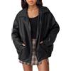 Generic Giacche in pelle oversize da donna, cappotti bomber da moto oversize finti 2024 abiti alla moda autunnali vestiti invernali, Nero , M