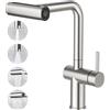 Faustina Rubinetto Cucina con 4 Funzioni estraibile Cascata, Miscelatore Monocomando Rubinetto da Cucina per Lavello con Doccetta ad Alta Pressione in Acciaio Inox
