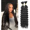 YYQXZG Deep Wave Bulk Hair for braiding 16 Inch Ocean Wave Hair No Weft Synthetic Curly Braiding Hair Extensions for Boho Braids (2bundles,100g,1B)