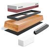 Meiyijia Pietra per Affilare 2-in-1, Affilacoltelli Professionale cote Combinazione - con Stand Silicone Antiscivolo (3000/8000 Grit/Set)