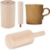 BENECREAT Set di stampi in ceramica per tazze, 220 x 70 mm, strumenti per ceramica in legno con manico, set di stampi per argilla, ceramica, costine, legno, tazze di porcellana