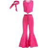 LiUiMiY Costume Barbie Ragazze Rosa Cowboy Bambina Set Uniforme 70s 80s per Halloween Carnevale Compleanno