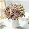 LESING Rosa artificiale in seta con vaso fiori finti per matrimoni, bouquet di fiori, decorazione per la casa, l'ufficio, feste, centrotavola (viola)