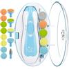Royal Angels Tagliaunghie Elettrico Neonati 21 in 1, Kit Lima Unghie Bambini con Custodia Etichettata, 13 Testine di Ricambio, Motore Silenzioso e Luce LED (Blu)