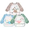 Vicloon Bavaglini con Maniche Impermeabile per Bambini, Set di 3 Bavaglini Pappa Svezzamento Bavaglino a Manica Lunga Grembiule Pappa, Grembiule per Gioco/Pittura e Mangiare da Bambini 6 Mesi a 3 Anni