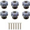 Yuaaoh 6 Pomelli in Ceramica Forma di Zucca, Pomelli Porcellana per Mobili, Maniglie Rotonde per Armadio Vintage Con Viti per Casa, Ufficio, Armadio da Cucina, Cassetti e Armadi 4x4x4cm (Blu Profondo)