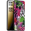 CUSTOMIZZA - Custodia cover nera morbida in tpu compatibile per Xiaomi Redmi 11A - 12C leopardato tigrato tiger colorata summer color verde fucsia