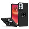 GOKEN Cover per Motorola Edge 50 Fusion, Case Custodia Antiurto con Bordo in Silicone TPU Morbido, Retro in PC Rigido Semi-Trasparente Grigio Opaco, con Anello di Supporto -Nero