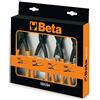 BETA - Set 4 Pinze per Anelli Elastici di Sicurezza Seeger, Assortimento Pinze Professionali per Anelli Interni ed Esterni con Becchi Diritti e Piegati Manici in PVC per Officina e Meccanica, 1031/S4