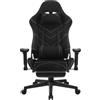 WOLTU Sedia Gaming Tessuto Traspirante Sedia Ufficio Ergonomica con Poggiapiedi Schienale & Sedile Grandi per Persone di Taglia Grande Nero