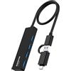 OBERSTER Hub USB C 4 in 1 Con 4 Porte USB 3.0 da 5 Gbps - Adattatore Splitter Portatile per Laptop, Desktop, Unità Flash e Altri Dispositivi