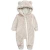 Alunsito Tuta invernale con cerniera per neonato neonato bambina orso auricolari con cappuccio pagliaccetto pile invernale tuta calda completo rosa chiaro 12 9-12 mesi
