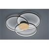 TRIO LIGHTING SEDONA PLAFONIERA DESIGN MODERNO TRE CERCHI LED 40W DIMMERABILE NERA CON INSERTO EFFETTO LEGNO